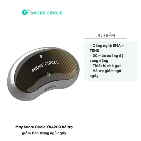 Máy Snore Circle YA4200 - Thiết bị hỗ trợ giảm ngáy, công nghệ EMA + TENS, theo dõi giấc ngủ qua ứng dụng Sleeplus, nhẹ và tiện dụng