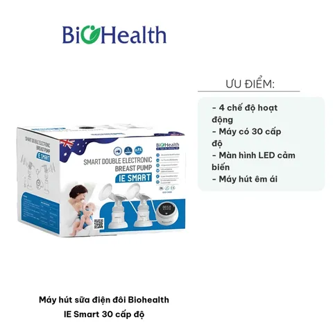 Máy Hút Sữa Điện Đôi Biohealth IE Smart 30 Cấp Độ - Thiết Kế Nhỏ Gọn, Dễ Sử Dụng, Lực Hút Mạnh Mẽ Cho Mẹ Bỉm Sữa