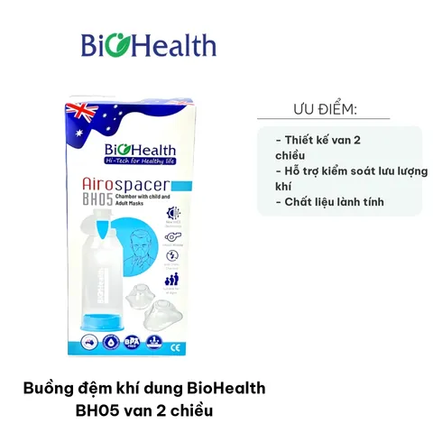 Buồng Đệm Khí Dung BioHealth BH05 Van 2 Chiều 220ml - Thiết Bị Y Tế Hỗ Trợ Hô Hấp Cho Người Lớn Và Trẻ Em