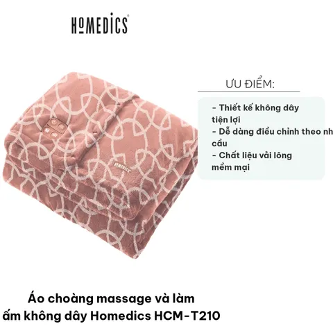 Áo Choàng Massage Làm Ấm Không Dây HoMedics HCM-T210 - Thiết Bị Chăm Sóc Sức Khỏe Đa Năng, Thích Hợp Cho Mùa Lạnh