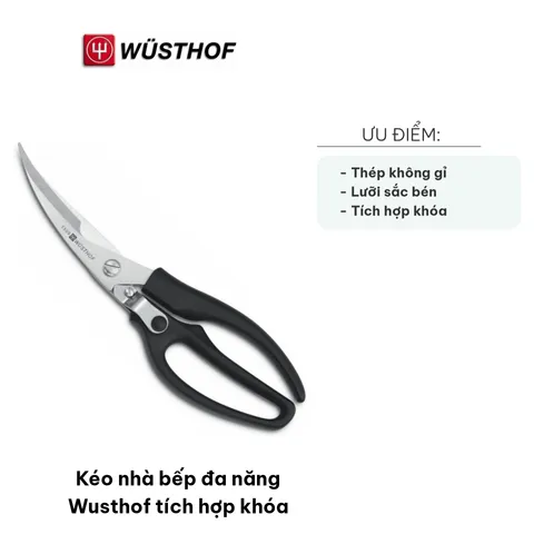 Kéo Nhà Bếp Đa Năng Wusthof Tích Hợp Khóa - Lưỡi Sắc Bén Cắt Thực Phẩm, Thiết Kế An Toàn và Tiện Lợi