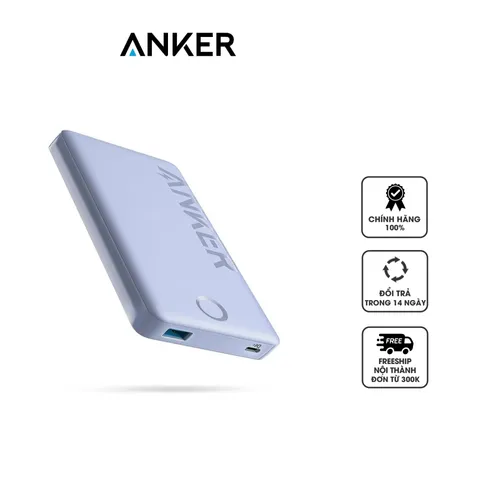 Pin sạc dự phòng Anker 323 PowerCore 10000mAh 12W - Sạc nhanh 2 thiết bị cùng lúc qua USB-C và USB-A, thiết kế mỏng nhẹ dễ mang theo