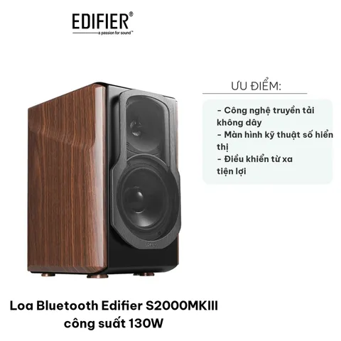 Loa Bluetooth Edifier S2000MKIII 130W - Âm thanh Hi-Res, Bluetooth AptX HD, Thiết kế gỗ MDF Sang trọng, Kết nối Đa dụng cho Nhà và Âm nhạc