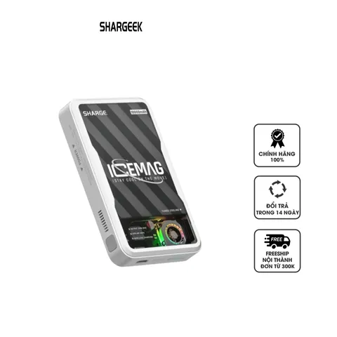 Pin sạc dự phòng từ tính Sharge ICEMAG 10000mAh - Sạc không dây & có dây, quạt tản nhiệt, đèn LED RGB, hoàn hảo cho iPhone 12 Series trở lên