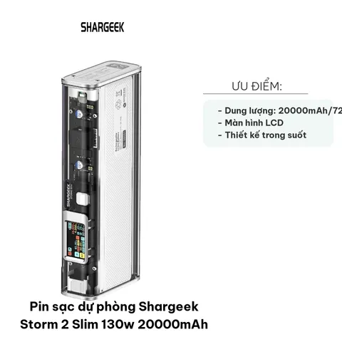 Pin sạc dự phòng Shargeek Storm 2 Slim 130W 20000mAh - Thiết kế Cyberpunk, Sạc nhanh, Đồ công nghệ cao cho điện thoại và thiết bị số
