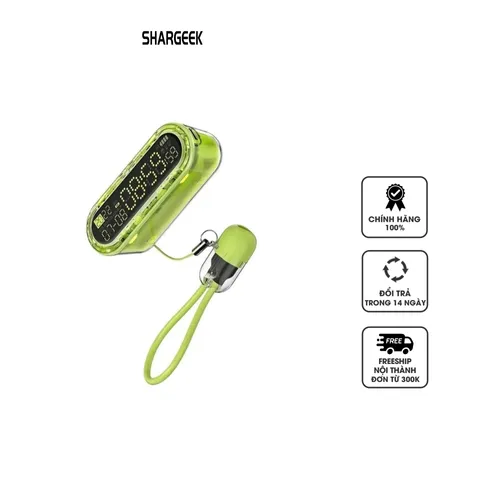 Sạc Dự Phòng Shargeek Capsule Gravity 5000mAh USB-C Kiêm Đồng Hồ LED Đa Năng - Sạc Nhanh 20W, Thiết Kế Trong Suốt, Hàng Chính Hãng