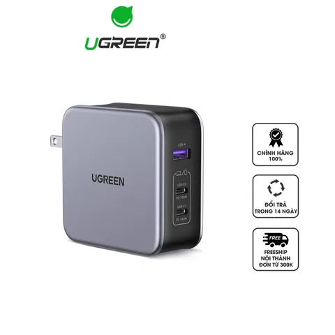 Củ Sạc Nhanh 3 Cổng Ugreen Nexode GaN 140W CD289 - Sạc Đa Năng Cho Laptop & Điện Thoại Với Công Nghệ PD 3.1 và GaN II