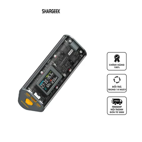 Pin sạc dự phòng Shargeek 170W S170 24000mAh - Sạc nhanh 3 thiết bị, thiết kế trong suốt Dark Side of the Moon, màn hình kỹ thuật số.