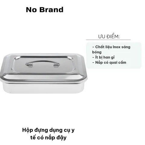 Hộp Đựng Dụng Cụ Y Tế Inox Có Nắp Đậy - Kích Thước 24cm x 16cm x 5cm, Bền Đẹp, Tiện Lợi Cho Spa, Nha Khoa, Thẩm Mỹ Viện