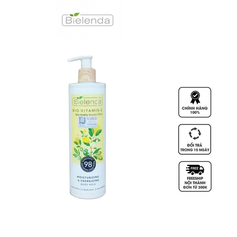 Sữa Dưỡng Thể Bielenda Bio Vitamin C - Cung Cấp Độ Ẩm, Làm Sáng Da, Hương Cam Chanh Tươi Mát, 400ml