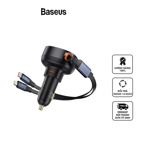 Tẩu Sạc Ô Tô Baseus Enjoyment Pro C+ 55W - Kèm Cáp Type C và Lightning, Hỗ Trợ Sạc Nhanh iPhone và Thiết Bị Di Động