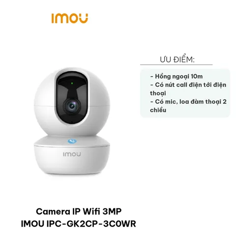 Camera IP Wifi 3MP IMOU IPC-GK2CP-3C0WR - Quay 360 Độ, Chất Lượng 2K, Mic và Loa Đàm Thoại, Phát Hiện Chuyển Động, An Ninh Gia Đình