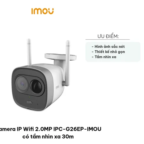 Camera IP Wifi 2.0MP IPC-G26EP-IMOU - Tầm Nhìn Ban Đêm 30m, Giải Pháp An Ninh Hỗ Trợ PIR, Chất Lượng Hình Ảnh Full HD, Chống Nước IP67