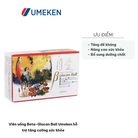 Viên uống Beta-Glucan Ball Umeken - Hỗ trợ tăng cường sức đề kháng, cải thiện sức khỏe từ 9 loại nấm quý, Hộp 30 gói