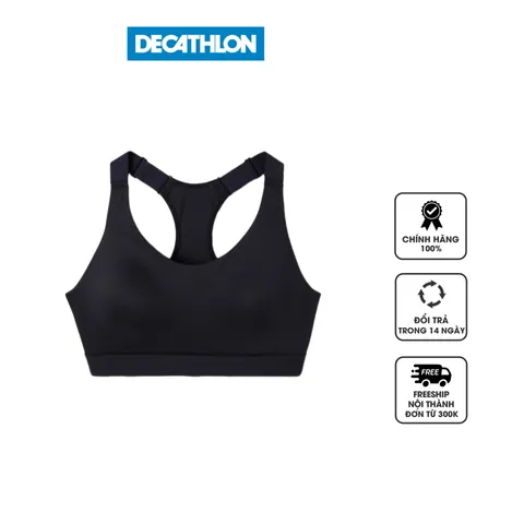 Áo Bra Fitness Nữ 900 Decathlon Domyos 8589403 Màu Đen - Áo Tập Gym Thể Thao, Nâng Đỡ Vòng 1, Chất Liệu Thoáng Khí, Co Giãn Tốt