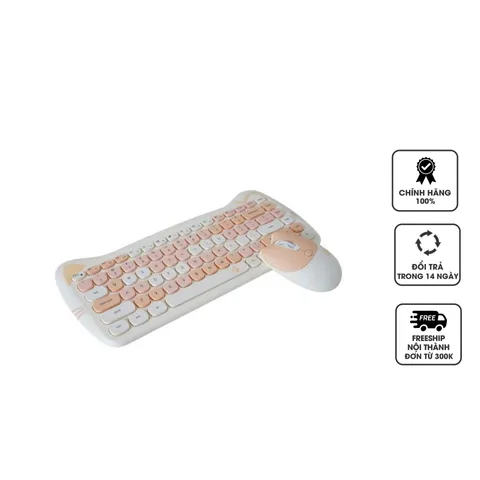 Bộ Bàn Phím và Chuột Không Dây Silent MoFii Geezer - Thiết Kế Mèo Dễ Thương, Không Ồn, Kết Nối 2.4G, Hàng Chính Hãng
