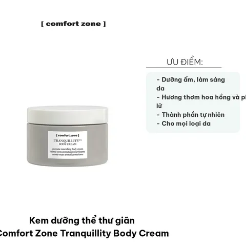 Kem dưỡng thể Comfort Zone Tranquillity Body Cream 180ml - Dưỡng ẩm, làm mềm da, hương hoa hồng và phong lữ, phù hợp cho mọi loại da