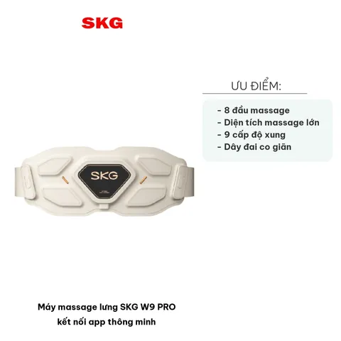 Máy Massage Lưng SKG W9 PRO Thông Minh - 8 Đầu Massage Vật Lý, 14 Chế Độ, Kết Nối App Điều Khiển, Giảm Đau Lưng Hiệu Quả