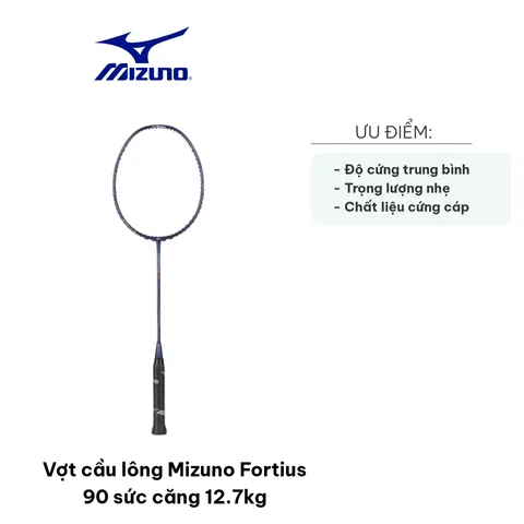 Vợt cầu lông Mizuno Fortius 90 - Khung ngôi sao 6 cánh, Sức căng 12.7kg, Phản tạt nhanh, Dụng cụ thể thao chất lượng cao