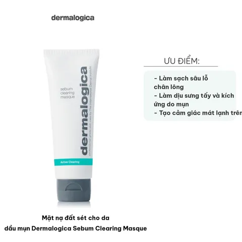 Mặt Nạ Đất Sét Dermalogica Sebum Clearing Masque 75ml - Dành Cho Da Dầu Mụn, Làm Sạch Sâu, Hấp Thụ Dầu Thừa, Kích Thích Làm Dịu Da