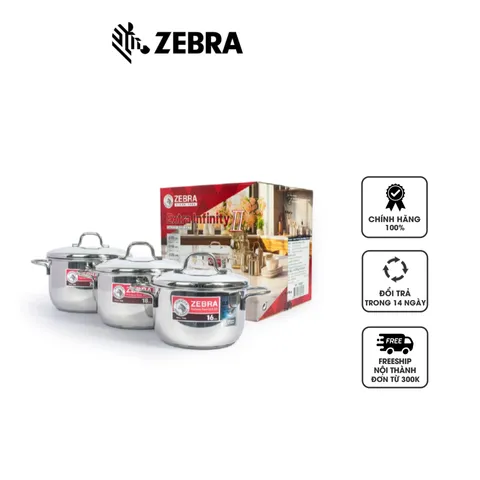 Bộ Nồi Inox 304 3 Đáy Zebra Extra Infinity II - Chất Liệu Cao Cấp, Dung Tích Đa Dạng 1.7L-3.5L, Phù Hợp Dùng Cho Gia Đình