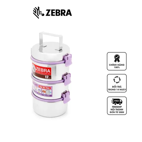 Camen Inox 3 Ngăn Zebra Zelect Smart Lock II - Hộp Đựng Thực Phẩm Chống Trào Có Nắp Đậy Tiện Lợi, Chất Liệu Inox SUS304