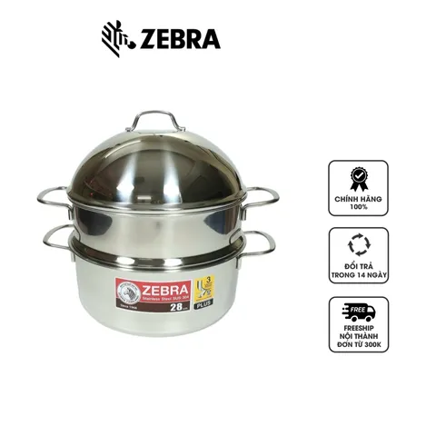 Nồi Xửng Hấp Inox 304 3 Đáy Zebra Extreme Plus II - Thiết Kế 2 Tầng, Quai Cầm Tiện Lợi, Dùng Trên Bếp Gas, Bếp Từ, Bếp Hồng Ngoại
