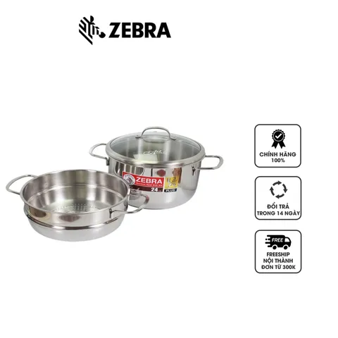 Bộ Nồi Xửng Hấp 3 Đáy Zebra Inox 304 Nắp Kính 163640 - Thiết Kế Sang Trọng, Tiện Lợi, Phù Hợp Cho Gia Đình 4-6 Người