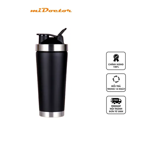 Bình Lắc Inox Shaker miDoctor 750ml - Giữ Nhiệt 6-12h, có Quả Lắc Chuyên Dụng Cho Người Tập Gym, Thể Hình