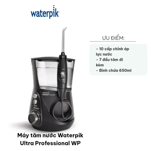 Máy tăm nước Waterpik Ultra Professional WP - Đầu tăm xoay 360 độ, 10 cấp áp lực, bộ 7 đầu tăm, dung tích 650ml, vệ sinh răng miệng hiệu quả