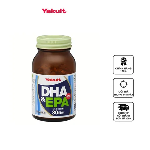 Viên uống DHA & EPA 500 Yakult - Hỗ trợ bổ não, tăng cường trí nhớ, cải thiện chức năng não bộ, sức khỏe tốt cho mọi lứa tuổi