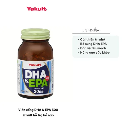 Viên uống DHA & EPA 500 Yakult - Hỗ trợ bổ não, tăng cường trí nhớ, cải thiện chức năng não bộ, sức khỏe tốt cho mọi lứa tuổi