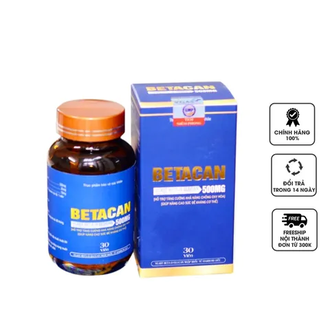 Viên uống Betacan 500mg - Tăng cường sức đề kháng và hỗ trợ miễn dịch, sản phẩm bảo vệ sức khỏe hàng ngày