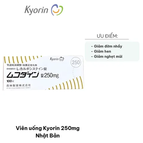 Viên uống Kyorin 250mg Nhật Bản - Hỗ trợ giảm nghẹt mũi, điều chỉnh chất nhầy, 100 viên - Thực phẩm chức năng sức khỏe đường hô hấp