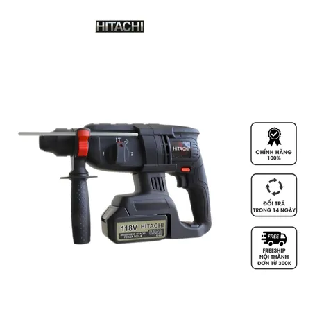 Máy Khoan Đục Bê Tông Hitachi 118V - Công Suất Mạnh Mẽ, Đột Phá Đa Năng cho Xây Dựng và Thi Công, Sử Dụng Pin Sạc 6Ah