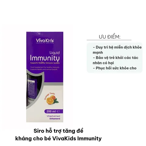 Siro Tăng Đề Kháng Cho Bé VivaKids Immunity 200ml - Giúp Tăng Cường Hệ Miễn Dịch, Chống Virus & Bảo Vệ Sức Khỏe Trẻ Em