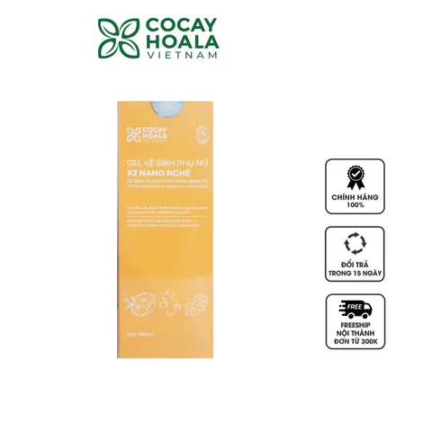 Gel vệ sinh phụ nữ X2 Nano Nghệ Hữu Cơ Cỏ Cây Hoa Lá 150ml - Dung Dịch Làm Sạch Dịu Nhẹ, Tạo Cảm Giác Tươi Mát, An Toàn Cho Mẹ Bầu