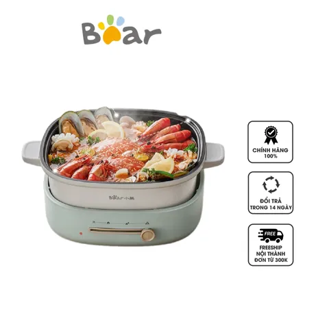 Nồi Lẩu Điện Đa Năng Bear DHG-D40F3 1500W Màu Xanh Mint - Thiết Kế Sang Trọng, Dung Tích Lớn 4 Lít, Dễ Dàng Vệ Sinh