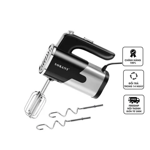 Máy Đánh Trứng Cầm Tay Sokany SK6621 - Công Suất 800W, 5 Tốc Độ, Phù Hợp Làm Bánh và Kem Tích Hợp Đầu Trộn, Dễ Dàng Sử Dụng