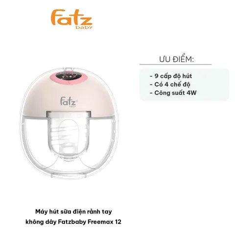 Máy Hút Sữa Điện Rảnh Tay Fatzbaby Freemax 12 Không Dây - 4 Chế Độ, Pin Sạc, Độ Ồn Thấp, Thiết Kế Tiện Lợi Cho Mẹ
