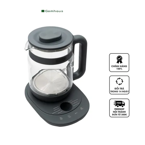 Ấm Pha Trà Chưng Yến Đa Năng Gemhaus HP110 - Thủy Tinh Borosilicate, Dung Tích 1.5L, 8 Chế Độ Nấu, Giữ Nhiệt Tối Ưu