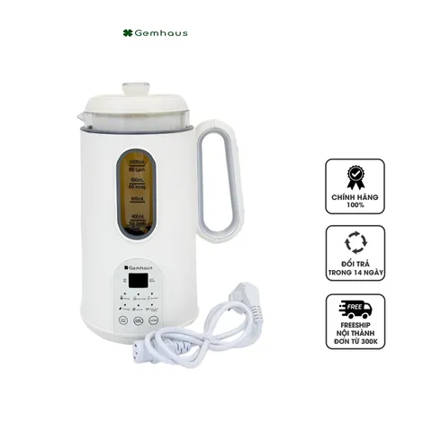 Máy làm sữa hạt Gemhaus GH110 Pro 1000ml - 8 chế độ xay nhuyễn, cối thủy tinh, dễ sử dụng - Sữa hạt thơm ngon cho gia đình