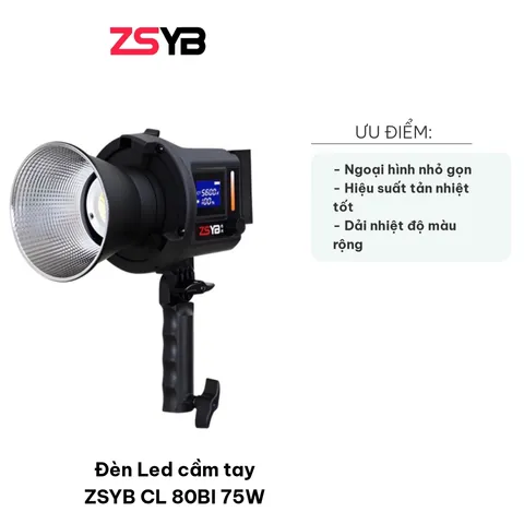 Đèn Led Cầm Tay ZSYB CL 80BI 75W - Đèn Chiếu Sáng Di Động Siêu Sáng, Điều Chỉnh Màu 3200K-5600K, LCD Hiển Thị Thông Số
