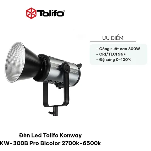 Đèn LED Tolifo Konway KW-300B Pro Bicolor 2700K-6500K - Đèn Studio 300W Chỉnh Nhiệt Độ Màu Cao Cấp cho Chụp Ảnh và Quay Video