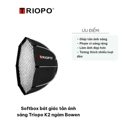 Softbox Bát Giác Tản Ánh Sáng Triopo K2 Ngàm Bowen - Phụ Kiện Chụp Ảnh Chuyên Nghiệp, Đèn Studio, Quay Phim