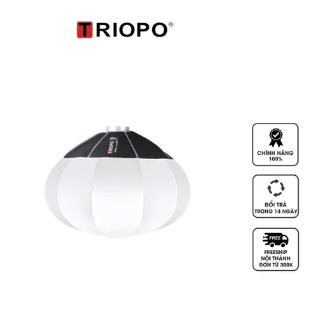 Softbox cầu Triopo 65cm KS65 ngàm Bowen - Thiết bị chiếu sáng chuyên nghiệp, gấp gọn, che phủ ánh sáng 360 độ, phù hợp với nhiều loại đèn.
