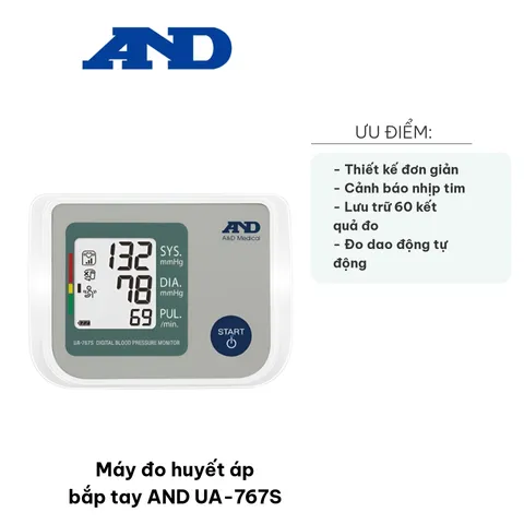 Máy Đo Huyết Áp Bắp Tay A&D UA-767S - Thiết Bị Theo Dõi Huyết Áp Tự Động, Màn Hình CLD Lớn, Độ Chính Xác Cao, Dễ Dàng Sử Dụng