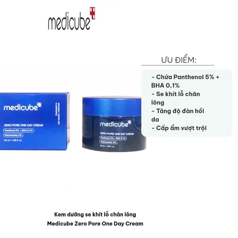 Kem Dưỡng Ẩm Medicube Zero Pore One Day Cream - Se Khít Lỗ Chân Lông, Giảm Mụn Đầu Đen, Kiểm Soát Dầu, Dành Cho Mọi Loại Da