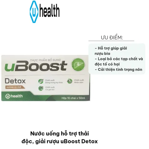 Nước uống giải rượu uBoost Detox - Thải độc thiên nhiên, hỗ trợ bảo vệ gan, giảm mệt mỏi, phục hồi sức khỏe hiệu quả 50ml x 10 chai