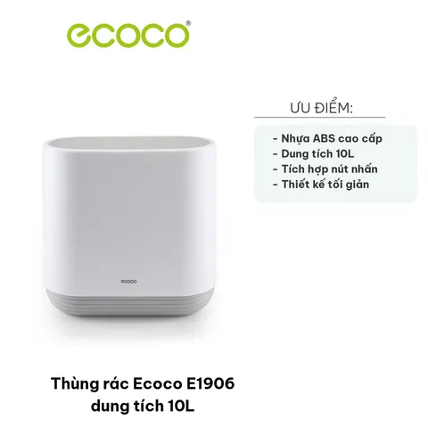 Thùng rác Ecoco E1906 10L - Thiết kế nhỏ gọn, chất liệu nhựa ABS cao cấp, phù hợp dùng cho nhà ở và văn phòng, dễ vệ sinh.